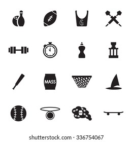 Vector black sport icon set on white background