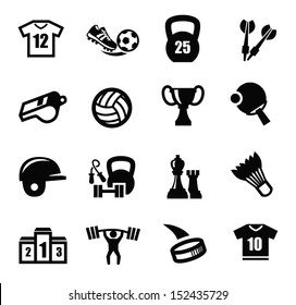 vector black sport icons set on white