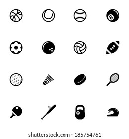 Vector black sport icons set on white background