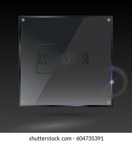Vector black square glass - - transparent background and banner