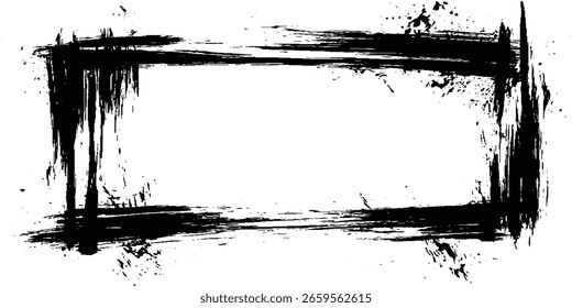 Vetor preto quadrado grunge quadro em um fundo transparente.	