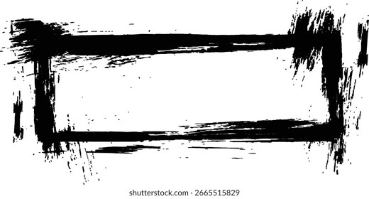 Vektorschwarzer quadratischer Grunge-Rahmen auf transparentem Hintergrund.	