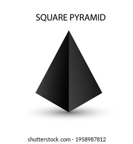Vector black square pyramid with gradients and shadow for game, icon, package design, logo, mobile, ui, web, education. 3d pyramid on a white background. Geometric figures for your design.
