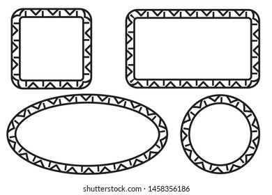 Vector Black Square Rectangle Circle and Oval Frame for Certificate, Placard Go Xi Fat Cai, Imlek Moment or other China Related, at White Background
