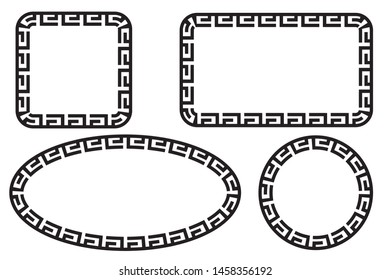 Vector Black Square Rectangle Circle and Oval Frame for Certificate, Placard Go Xi Fat Cai, Imlek Moment or other China Related, at White Background

