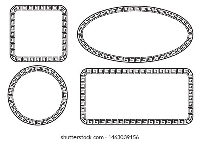 Vector Black Square Rectangle Circle and Oval Frame for Certificate, at White Background
