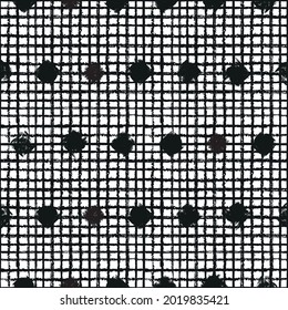 Vector black squares mesh white seamless pattern