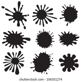 vector black stains (ink blots, spots, splashes)