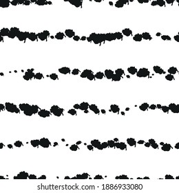 Vector black stains splash white seamless pattern