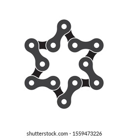 Vector black star created from bike chain. Isolated on white background.