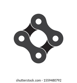 Vector black star created from bike chain. Isolated on white background.