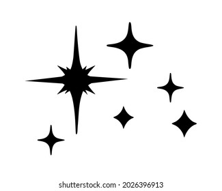 Vector black star icons twinkling bright clean stars sparkles shining silhouette,isolate stencil.Magic.Tattoo.Plotter laser cutting.Icon.Sparkle winkling twinkle logo sign.Cut file. Cricut. Night.