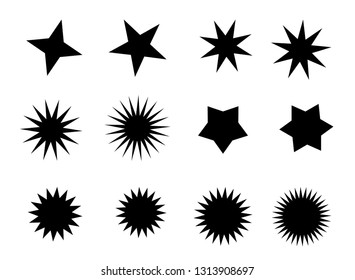 Vector black star. Price tag or quality label for an empty design template. Set of black stars. Vector