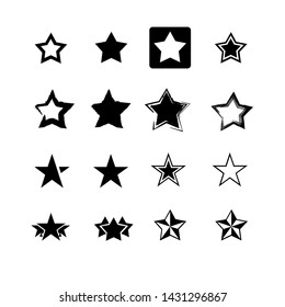 Vector black stars icon set, isolated vector design template for Happy Independence Day (Fourth of July)