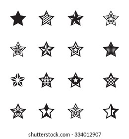 Vector black stars icon set on white background