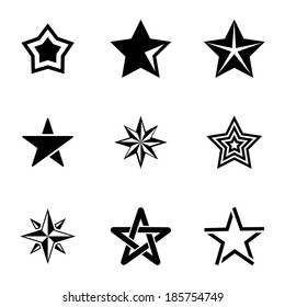 Vector black stars icons set on white background