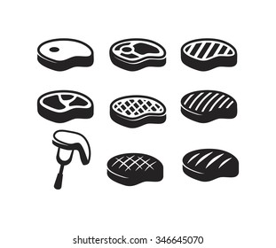 Vector Black Steak Icon On White Background