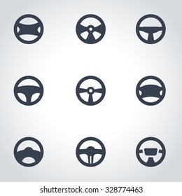 Vector black steering wheels icon set