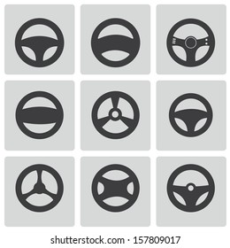 Vector black Steering wheels icons set