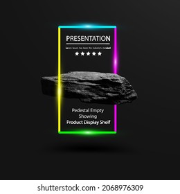 Vector black stone podium for product presentation display design, Podium cosmetic and fashion ideas concept