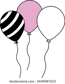 vector black stroke balloons happy celebrate