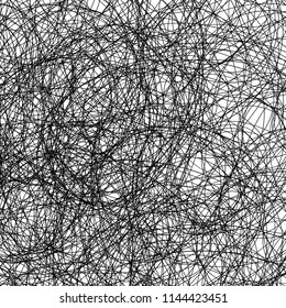 Vector Black Strokes on White Background. Ink Careless Sketch.