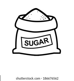 vector black sugar bag icon on white