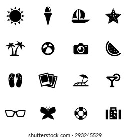 Vector black summer icon set.