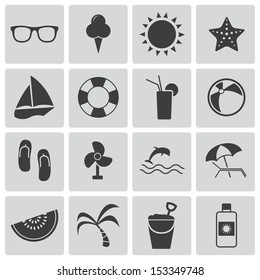 Vector black  summer icons set