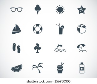 Vector black  summer icons set