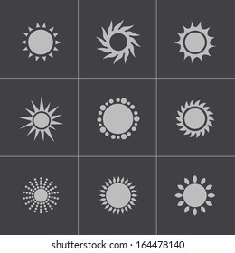 Vector black sun icons set