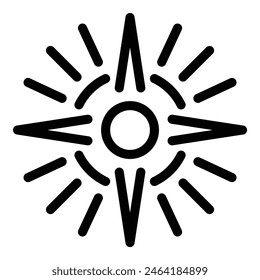 Vector black sunburst icon with modern and minimalistic design for logo, symbol, graphic, abstract, and contemporary illustration. Perfect for web, app, and interface use