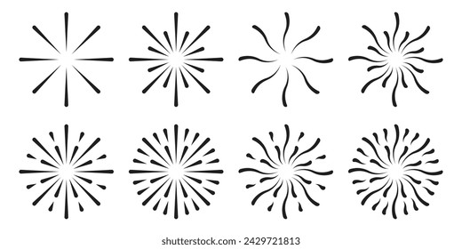 vector negro sunbursts set ilustración
