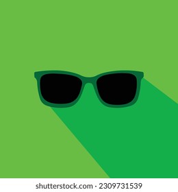 Vector black sunglasses with dark glass on green background