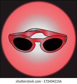 vector. black sunglasses with red and white handles.