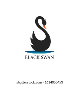 Vector of black swan design on white background. Wild Animals. Birds. Swans logo or icon. Easy editable layered vector illustration.