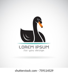 Vector of a black swan design on white background. Logo. Wild Animal.