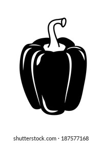 vector black sweet pepper on white background