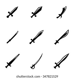 Vector Black Sword Icon Set.