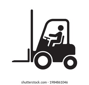 Vector black symbol forklift. Isolated on white background.