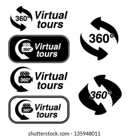 Vector Black Symbols For Virtual Tour