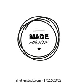 Vector black tags and badges with words and phrases on white background. Made with love. Perfect for your business. Vector illustration.