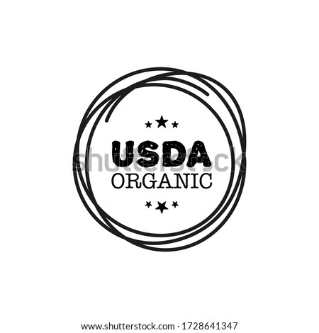 Vector black tags and badges with words and phrases on white background. USDA ORGANIC. Perfect for your business. Vector illustration.