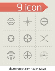 Vector black target icons set on grey background