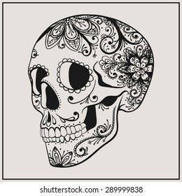  Vector Black Tattoo Sugar Skull Illustration