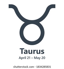 Signo de zodiac de astrología de Tauro negro vectorial. Símbolo de astronomía de diseño plano. 