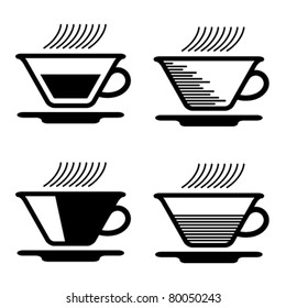 vector black tea cup pictogram