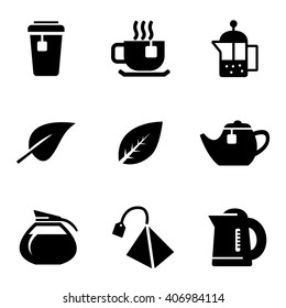 Vector black tea icons set  on white background. Tea sign.