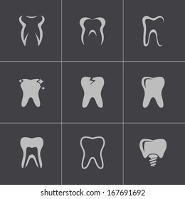 Vector black teeth icons set