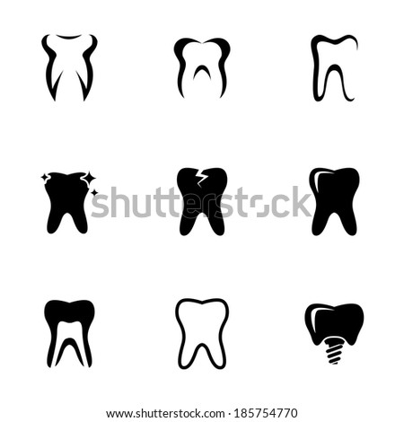 Vector Black Teeth Icons Set On Stock Vector (Royalty Free) 185754770